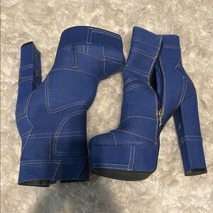 Stylish Blue Heeled Boots